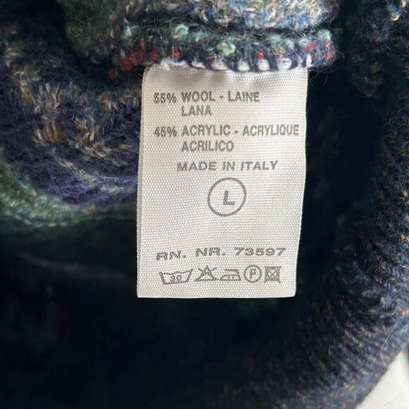 VINTAGE FIII 80s/90s Italian Wool 3D textured Jacquard Knit Coogi Style Sweater - Picture 4 of 8
